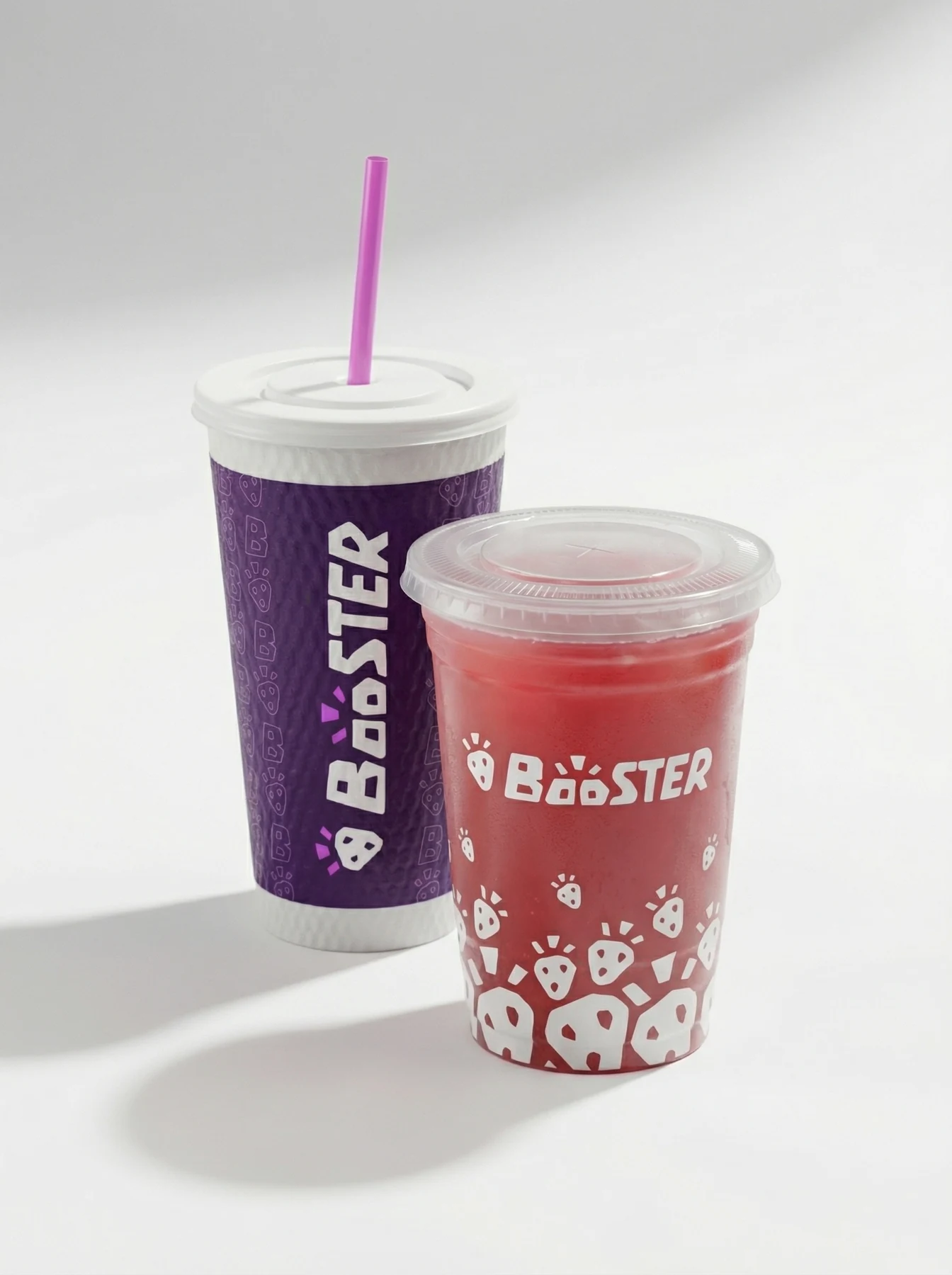 Purple and clear Booster cup concepts together