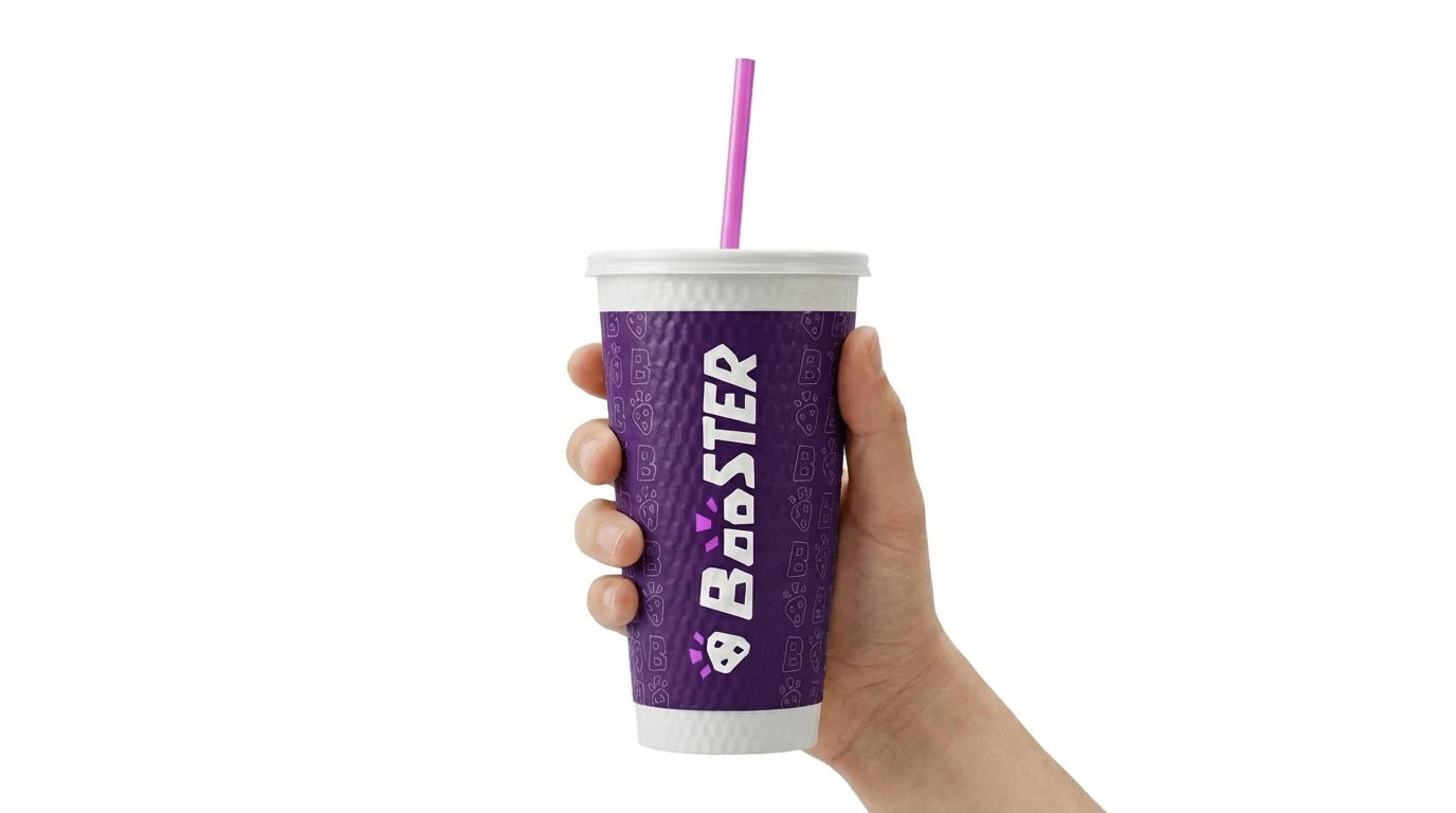 Booster cup concept held in a hand
