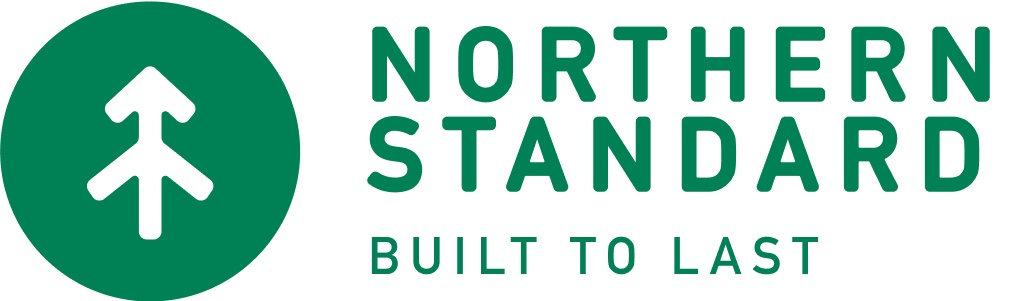 Northern Standard landscape brand lockup with evergreen north-arrow tree mark and Built to Last line