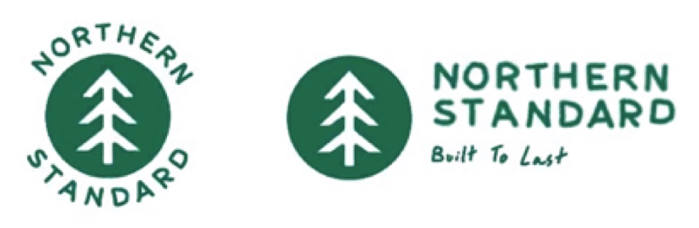 Refined black Northern Standard logo sketch featuring the north-arrow tree symbol